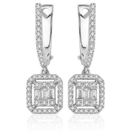 0.75 ct. Pırlanta Baget Küpe